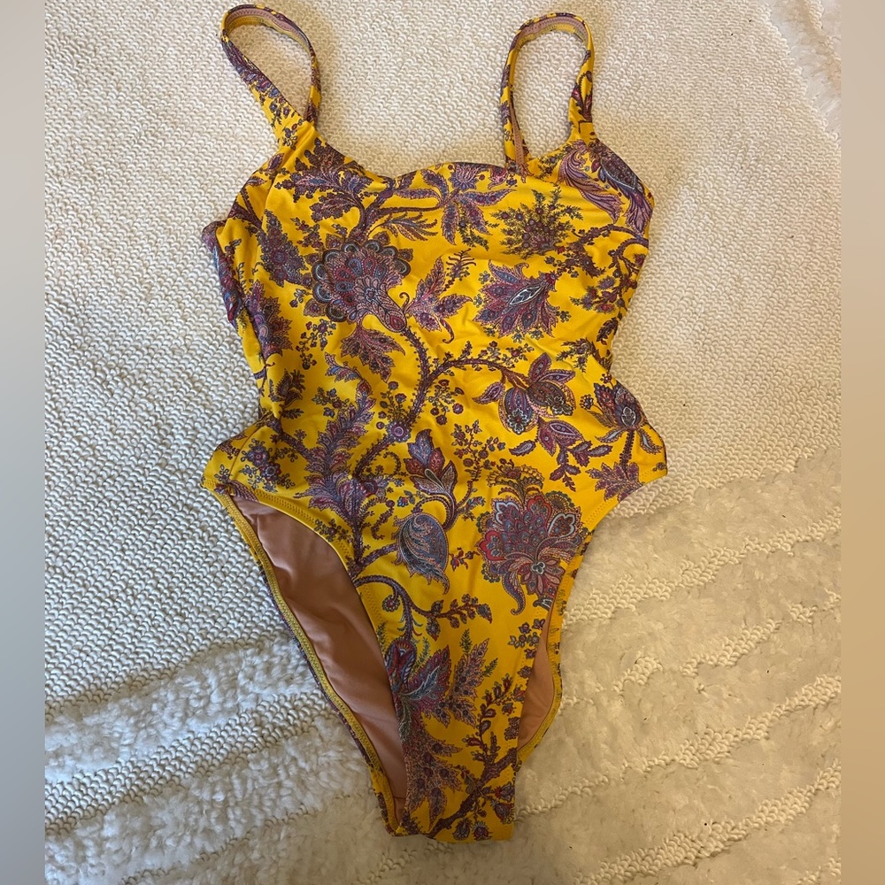 JCrew Yellow Paisley One Piece - size 4